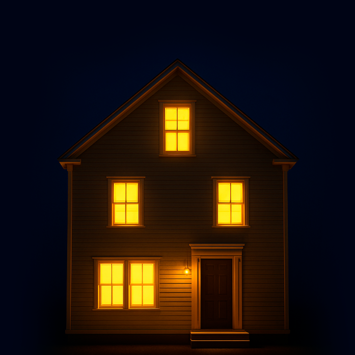 Casa com luzes ligada